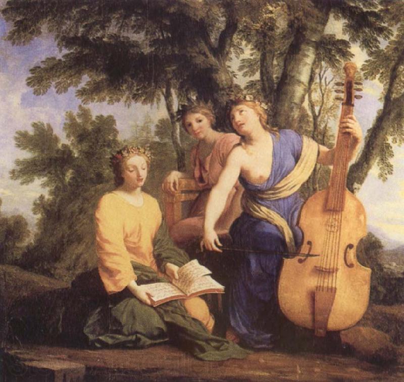 Eustache Le Sueur Melpomene Erato and Polyhmia France oil painting art